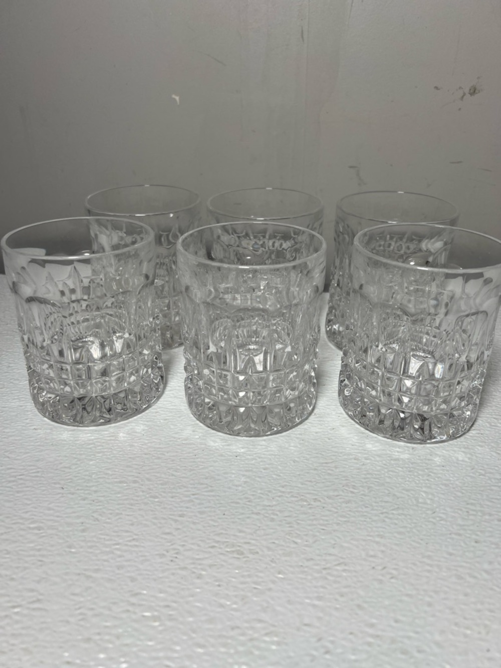 Gorham Crystal by Nachtmann "Fairfax" Pattern Double Old Fashion Glasses Set 6